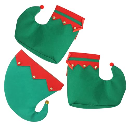 ROMISBABA 1 Satz Weihnachtsdekorations-Requisiten für Kinder Weihnachts-Cosplay-Outfit Weihnachtshausschuhe weihnachtsschmuck kinder trachtenschuhe kinder Schuhe mit Elfenmütze Elfenschuhe von ROMISBABA