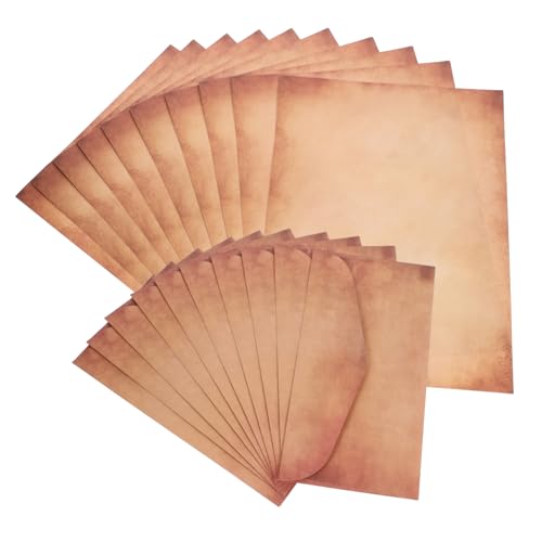 ROMISBABA 10 Sätze Vintage-Briefpapier-Set Briefe leer Geldumschläge Büroklammer Gruß briefumschläge set schreibpapier vintage Party Umschläge Briefversorgung kleiner Umschlag Kraftpapier von ROMISBABA