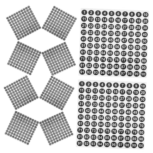 ROMISBABA 100 Blatt Aufkleber mit runden Zahlen Nummernzeichen Etiketten mit Inventarnummern Nummernaufkleber Selbstklebende Zahlensticker Aufklebernummern selbstklebende Zahlenaufkleber von ROMISBABA