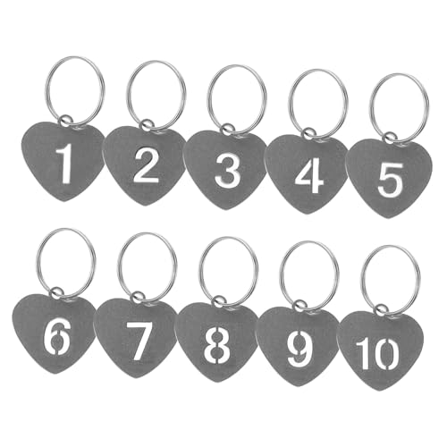 ROMISBABA 10St Nummernschild Karten schlüssel Kennzeichnung etikett gepäck silber Anzahl ID-Tags Nummerierte Schilder aus Titanstahl Schließfach-Tags nummerierte ID-Tags Stahl Silver von ROMISBABA