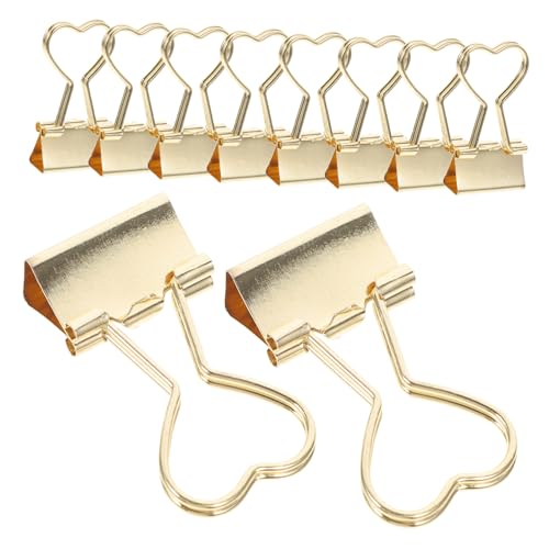 ROMISBABA 10st Bindemittel Clip-aufhänger Büroklammern Papier Kleiderbügel-clip Büroklammern Süß Miniclips Mini-ordner Mini-bindeklammern C Klemme Kleiner Ordner Kabelbinder Metall Golden von ROMISBABA