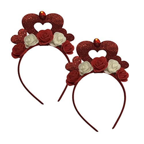 ROMISBABA 2 Stück Valentinstag Stirnband Haar Accessoires Bezauberndes Stirnband Glitzerndes Herz Stirnband Glitzerndes Rosen Haarband Haarschmuck Feier Haarreifen Filzstoff Rot von ROMISBABA