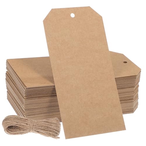 ROMISBABA 200 Stück Schnur Hängeetikett aus Kraftpapier Kabel-Organizer Kabelclips kleben Kabel Halter Kabelbinder preisschild vorratsetiketten Kraft-Geschenkanhänger leeres papieretikett von ROMISBABA