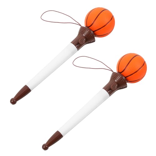 ROMISBABA 2St tragbare Spaßstifte Kreativer Kugelschreiber Basketball-Design-Pin Stift mit Basketball-Design Schreibstift Tinte Gelstift Multifunktions-Mini-Stifte dehnbare Stifte Plastik von ROMISBABA