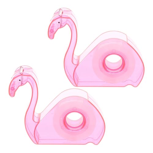 ROMISBABA 2st Flamingo-klebebandhalter Klebeband-nachfüllpackungen Für Spender Veranstalter White-out-korrekturband Doppelt Kartons Für Verpackungstransporte Bürobandschneider Rosa Plastik von ROMISBABA