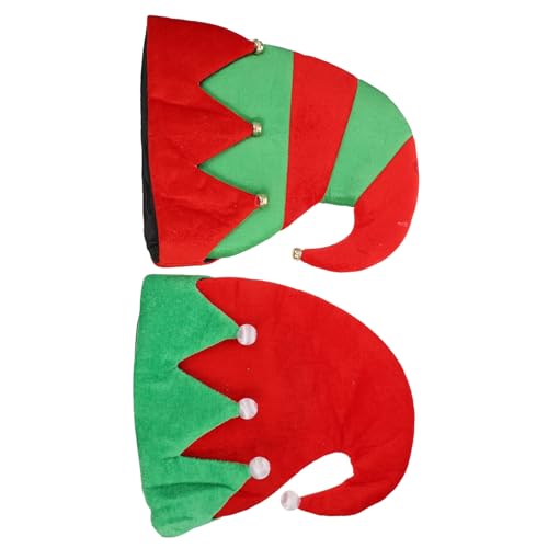 ROMISBABA 2st Weihnachtselfenmütze Mützen Für Babys Feiertags-partyhüte Partyhüte Für Kinder Kinderornamente Elfenhut Mit Glocken Elf Kostüm Hut Abschlussball-dekor Elf Partyhüte Stoff von ROMISBABA