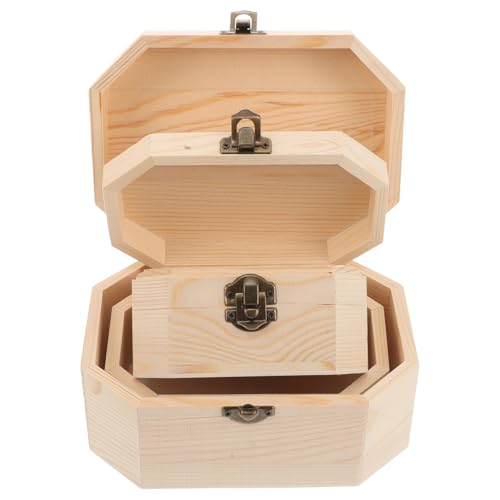 ROMISBABA 3-teiliges Box-set Schmuckschatulle Aus Holz Automatische Geldbörse Deckenclip-teppich Massenspielzeug Zahlenform Puppe Schlüsselanhänger Schmuck-schlüsselanhänger Kiefernholz von ROMISBABA