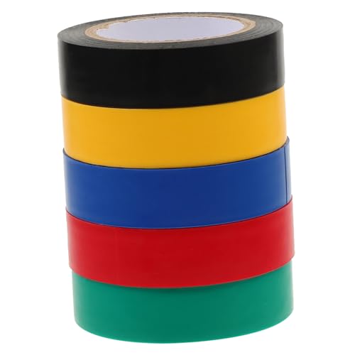 ROMISBABA 5 Rollen Isolierband Spender Farbiges Klebeband Stecker Kabelbinder Flüssig Auslauf Neon Klebeband Strapazierfähig Wasserdicht Vr Trans-tape Steckdosenleiste Adhäsiv Barren Vis Pvc von ROMISBABA