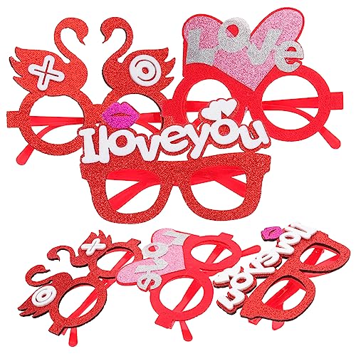 ROMISBABA 6St Valentinsbrille Valentinstag Dekoration Brillenhalter für Kinder valentinstag zubehör faschingsbrille karnevalsbrille Foto-Requisiten für die Valentinstagsparty Plastikgläser von ROMISBABA