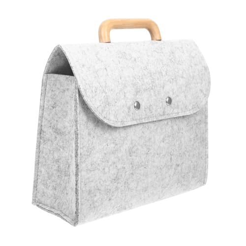 ROMISBABA Einkaufstasche Aus Filz Business-einkaufstasche Tasche Mit Holzgriff Aufbewahrungstasche Aus Filz Business-aufbewahrungstasche Kirchentasche Aus Filz Aktentasche Hölzern Light Grey von ROMISBABA