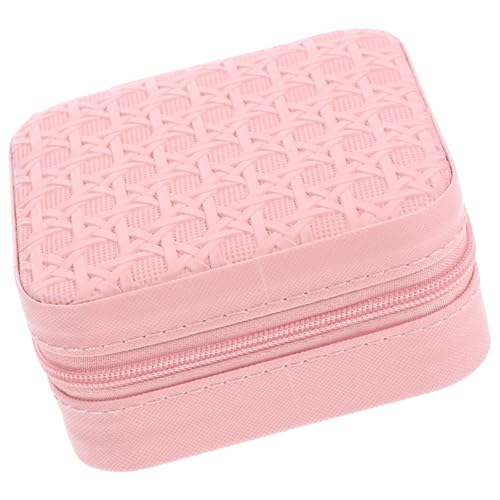 ROMISBABA Kasten Schmuckkästchen Tragbare Schmuckschatulle Reisen Mini-schmuck-reiseetui Etui Für Haarspangen Schmuck Für Halskette Reise Schmuckschatulle Rosa Pu von ROMISBABA