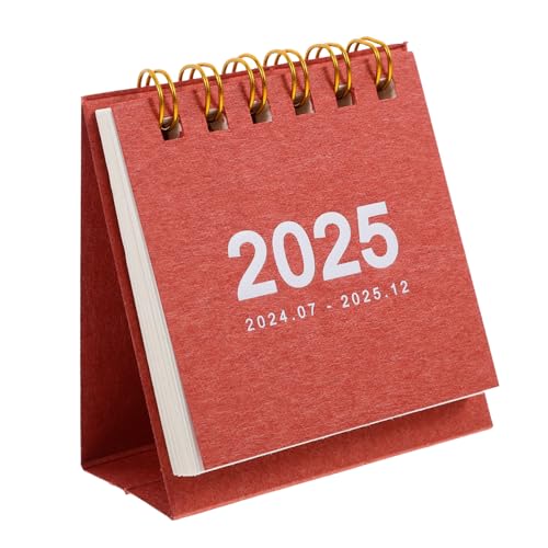 ROMISBABA Tischkalender 2025 Stehender Flip-desktop-kalender Standkalender Taschenkalender Staffelei Kalender Kleiner Tischkalender 2024-2025 Hausbedarf Stehtischkalender Rot Papier von ROMISBABA