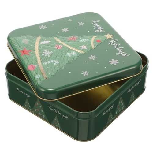 ROMISBABA Weihnachtsgeschenkbox Keksdosen Mit Deckel Zum Verschenken Mini Keksdosen Für Weihnachten Weihnachtsbonbonbehälter Leere Weihnachtsdosen Feiertags-keksdosen Weißblech Green von ROMISBABA