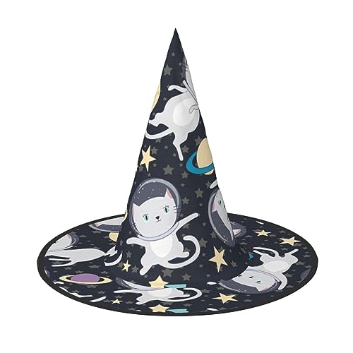 ROMuka Nette Katze Astronaut Halloween voller Hut Party Mädchen Breite Krempe Falten Scharfer Hut Party Kostüm Cosplay von ROMuka