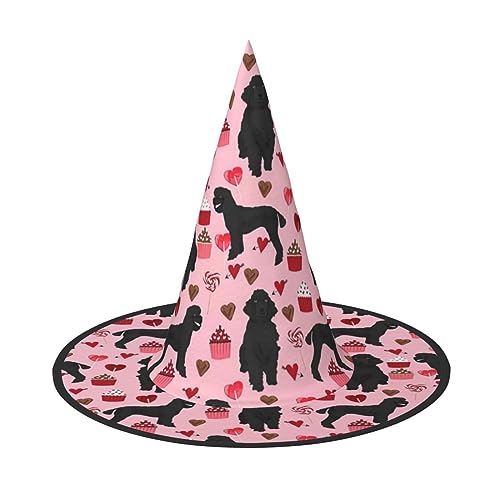 ROMuka Pinks Pudel Hunde Halloween Full Hat Party Mädchen Breiter Rand Faltbarer Scharfer Hut Party Kostüm Cosplay von ROMuka