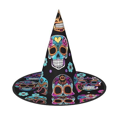 ROMuka Sugar Skull Halloween Full Hat Party Girl Wide Edge Foldable Sharp Hat Party Costume Cosplay von ROMuka