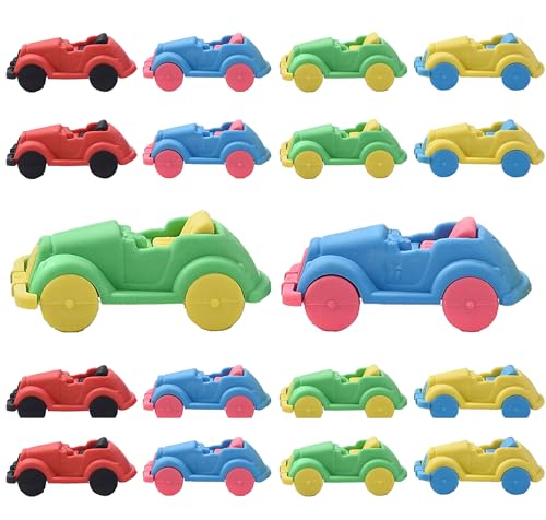 RONDURE Auto-Radiergummis für Kinder, 18 Stück, 3D-Spaß-Fahrzeug-Radiergummis, Puzzle-Radiergummi für Partygeschenke, Klassenzimmer Belohnungen von RONDURE