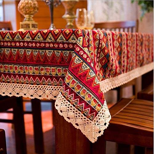 RONGER Böhmische Qualität Tischdecke Bunte Weiche Baumwollstreifen Verschiedene Größen Spitze Home Küche Bankett Tischdecke 1pc (A,60x60cm) von RONGER