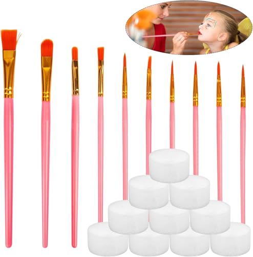 RONMOSNEA 10 Stück Künstlerpinsel Acrylfarbe Kinderschminken Schmink Schwämmchen Malerei Ölfarben Brush Set Perfektes Detail Pinsel für Anfänger Kinder Künstler und Gemälde Liebhaber von RONMOSNEA