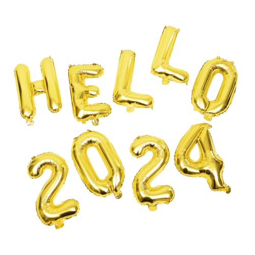 RORPOIR 1 Satz 2024 Partyballons Luftballons Ballon mit großer Zahl 2024 Nummernballons happy new year prosit neujahr Partyzubehör für das neue Jahr Folienballons Aluminiumfolie Golden von RORPOIR