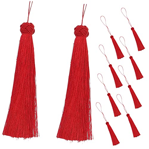 RORPOIR 10St Quaste Ohr bürodeko büro Dekoration Tannenbaum Dekoration Xmas Decoration weihnachtsdeko Party Bausatz Girlande Hängendes Perlen Tisch DIY Quaste Quasten Polyester rot von RORPOIR