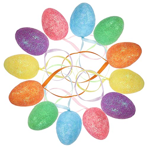 RORPOIR 12St Glitzer Ei Anhänger glitzerndes hängendes Ei Ostereier zu Hause Wiederverwendbare Ostereier Easter Egg Decoration Easter Decoration glitzernde Ostereier Osterdeko Schaum von RORPOIR