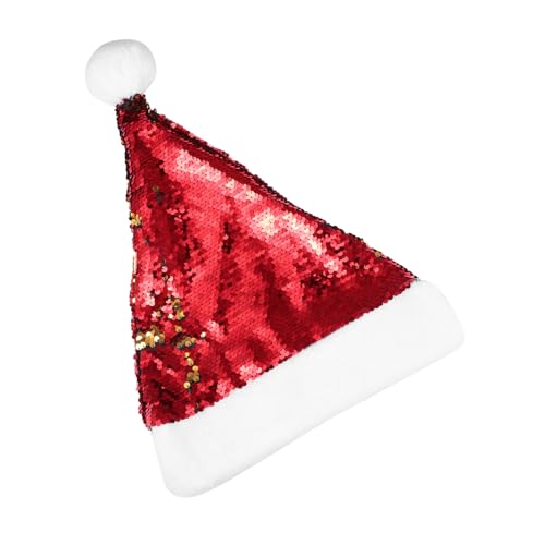 RORPOIR 1Stk Pailletten-Weihnachtsmütze weihnachtsschmuck hut rote Weihnachtsmütze weihnachtsparty accessoires weihnachtsgeschenke glänzender Paillettenhut Weihnachtsmützen kurzer Plüsch von RORPOIR