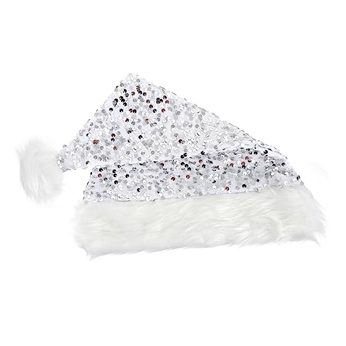 RORPOIR 1Stk Weihnachtsmütze Kostüm Hut Weihnachten weihnachtsfeierverzierungen Paillettenhut für weihnachtsverkleidung weihnachts verkleidung santa hats Weihnachtsplüschmützen Flaum Weiß von RORPOIR