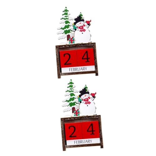 RORPOIR 2 Sätze Weihnachtskalender tischkalender kalender schreibtisch weihnachtspresente Gefälligkeiten für Weihnachtsfeiern Weihnachtsdekoration Adventskalender Heimdekoration Holz von RORPOIR