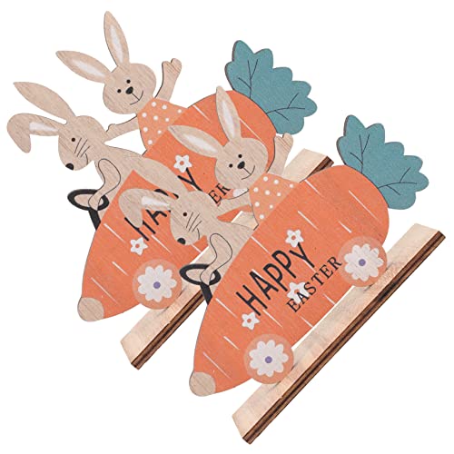 RORPOIR 2St Kaninchen-Karotten-Ornament Dual Tisch Osterdeko Tür Ostern mitgebsel austecherformen Ostern Desktop-Kaninchen-Schild-Ornament Ostern Herzstück Holzschild hölzern Orange von RORPOIR