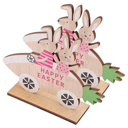 RORPOIR 2St Kaninchen-Karotten-Ornament Easter Bunny Ostern Haushaltswaren Heimdekoration Tischhasen zu Ostern basteln Desktop-Kaninchen-Schild-Ornament hölzern Violet von RORPOIR