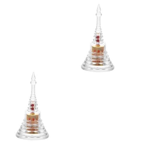 RORPOIR 2St Kristall-Stupa bürodeko büro Dekoration Pagodenstatue Wohnaccessoire Wohndekoration Pagode anzubieten Tischdekoration buddhistisches Pagodendekor Pagodendekoration Acryl von RORPOIR