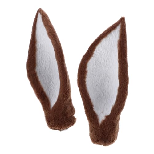 RORPOIR 2St weihnachtsdeko kunstpelz haar faux fur haarclips DIY-Material dekorative Kopfschmuckstütze DIY-Versorgung Simulierte Hirschohr-Kopfschmuck-Requisiten Fell Light Brown von RORPOIR