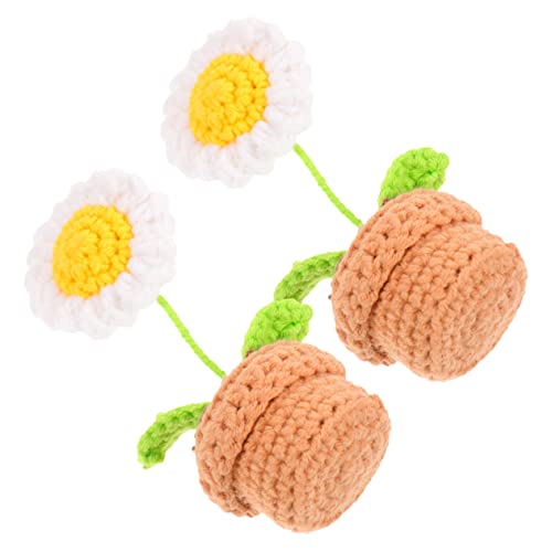 RORPOIR 2st Mini-topfpflanzen Sonnenblumenhandwerk Stricken Künstliche Gänseblümchen Mini-künstliche Pflanzen Sonnenblumen-bürodekor Künstliches Blumenmuster Häkelblume Polyester von RORPOIR