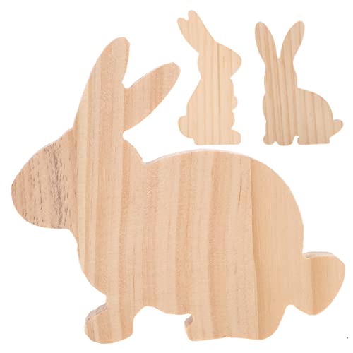 RORPOIR Osterhasen Dekorationen Baby Bunny 3 Stücke Bunny Statue Holz Zeichen Ostern Figuren von RORPOIR