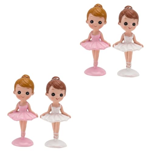 RORPOIR 4 Stück Ballerina-mädchen Spielzeug Für Ballettmädchen Cartoon-Ballett-mädchen-dekor Cupcake-verzierung Figur des Ballettmädchens Mädchenhafte Autodekoration Kinder Fee Weiß Harz von RORPOIR