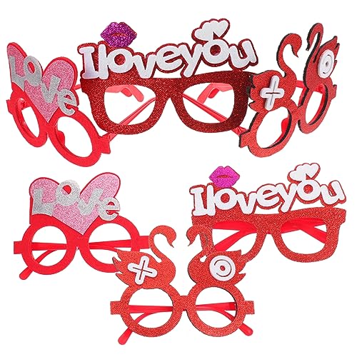 RORPOIR 6St Valentinsbrille faschingsbrille karnevalsbrille witzige brillen kunststoffgläser festival glasses liebe Brillen Make-up-Brille lustige Brille Fotostütze Lustige Brillen Plastik von RORPOIR