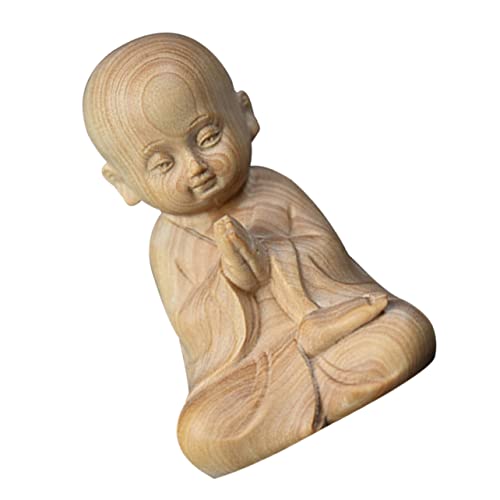 RORPOIR Buddha Holzfigur Feine Holzdekoration Für Den Tisch Feng Shui Deko Zen Garten Ornament Handgefertigte Buddha Statue Aus Gelbholz Inneres Auto Deko Geschenkidee Für von RORPOIR