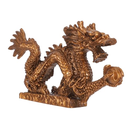 RORPOIR Chinesische Drachenstatue Feng-Shui-Ornament Drachenfigur aus Kunstharz für den Schreibtisch Mini-Drachenskulptur für Zuhause dekorativer Drache fürs Büro von RORPOIR