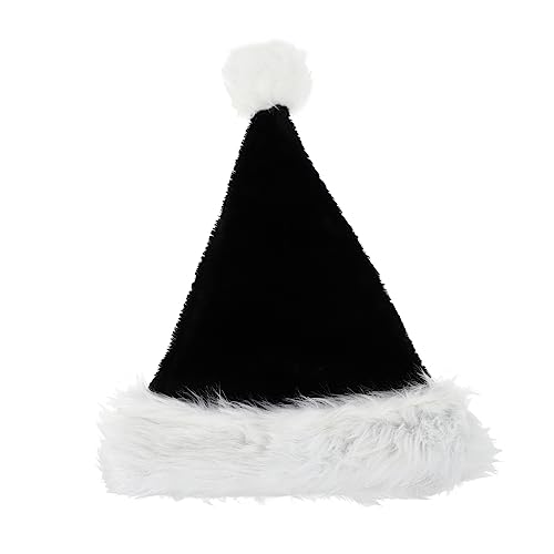 RORPOIR Weihnachtsmütze schwarz lang Fleece Weihnachtskostüm-Zubehör festlicher Partyhut für Erwachsene Jungen und Mädchen Halloween Neujahr Bühnenauftritte von RORPOIR