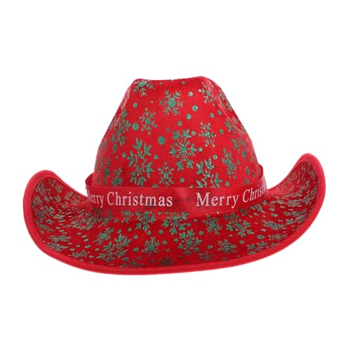 RORPOIR Weihnachts-cowboyhut, Weihnachtsmann-mütze, Weihnachtlicher Roter Cowboyhut, Westernhut Mit Krempe Für Weihnachtskostüm-partyzubehör von RORPOIR