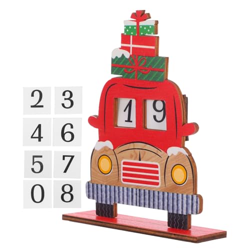 RORPOIR Weihnachtsdekoration Weihnachtszimmer Weihnachten Countdown Würfel Adventskalender Countdown Bis Weihnachten 2024 Weihnachtsfeiertisch Holz Rot von RORPOIR