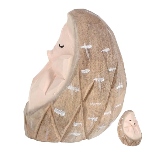 RORPOIR schnitzereien aus Holz Kit-Lineal künstliches Tablett Puppenständer Tischdeko Holz Handgefertigte Holzdeko Hedgehogs Outdoor -Statuen Kleiner Igel-Anhänger hölzern Coffee von RORPOIR