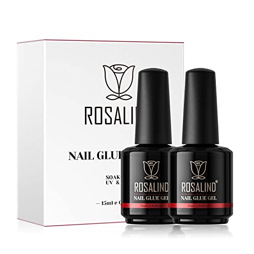 ROSALIND Nagelkleber Für Kunstnägel, Extra Stark Gel Nail Glue Gel für Clear Nail Tips 2pcs 15ml, Nägel Kleber Gel Für Transparent Fake Nails, Nagel Kleber für Falsche Acrylnägel, Nagelkunst von ROSALIND