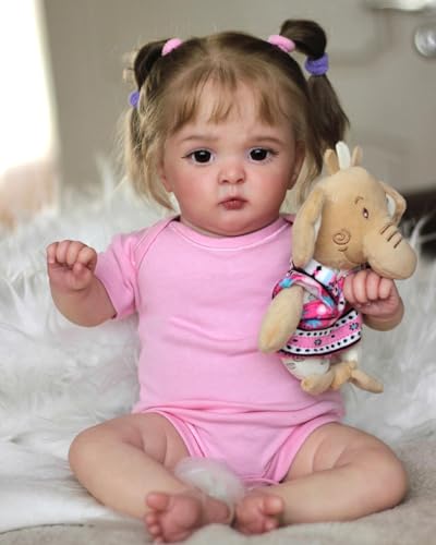 ROSHUAN Reborn Baby Puppen 19 Zoll 48 cm Realistisch Real Life Baby Puppen Mit Rosa Kleidung Weichen Gewichteten Körper Lebensechte Baby Puppen Set von ROSHUAN