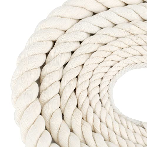 Baumwollseil Seil Kordel Kordelband 10mm 5M Tau Seil Cotton Rope Baumwollkordel Dickes Seil Makramee Garn Regenbogen DIY Set Garten Balkon Haus Deko Seil Beige von ROSTEEN