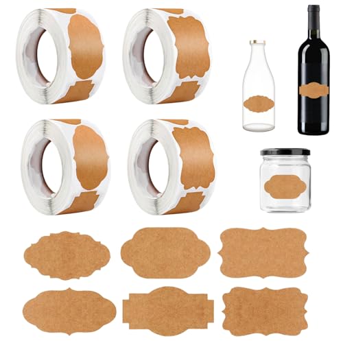 1200 Stück Kraft Etiketten Aufkleber, 50x30mm Geschenketiketten zum Kleben Universal Haushaltsetiketten Küche Marmeladen Etiketten für Backen Geschenktüten Karte Briefumschlag Hochzeit von ROSYLEVE