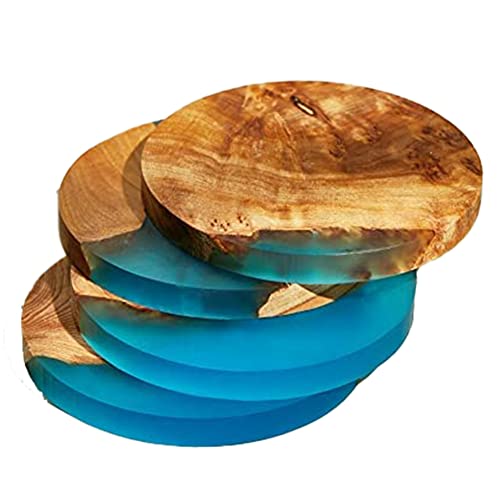 ROTEMADEGG Untersetzer aus Holz mit Epoxidharz, für Getränke, moderne Untersetzer für Bar, Küche, Zuhause, Wohnung, Blau, 4 Stück von ROTEMADEGG