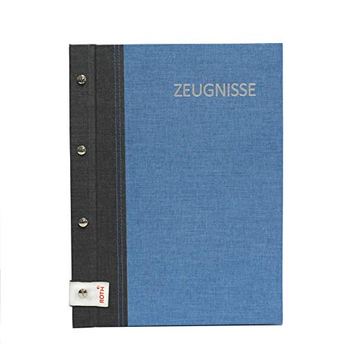 ROTH Zeugnismappe Bicolor mit Buchschrauben - Grey-Denim Blue - mit 12 A4 Klarsichthüllen, erweiterbar von ROTH