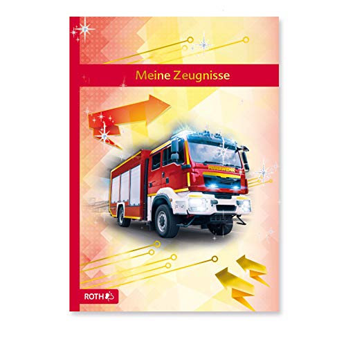 ROTH Zeugnismappe Feuerwehr mit Glanzfolie - mit 10 A4 Klarsichthüllen, dokumentenecht, Feuerwehrmann Dokumentenmappe von ROTH
